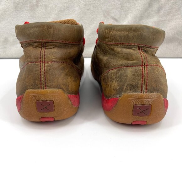Twisted X Bomber Red Driving Moccasins Leather 2 Eye Chukka Shoes - Picture 9 of 11